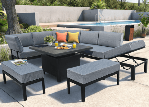 Hartman Garden Furniture Set DIMENSIONS Hartman Aurora Comfort Casual Set with Adjustable Table Grey