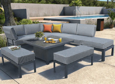 Hartman Garden Furniture Set DIMENSIONS Hartman Aurora Comfort Casual Set with Adjustable Table Grey