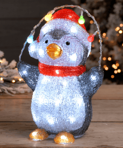 Festive Christmas Lit Decor Festive Christmas LED Acrylic Penguin Decoration 30cm