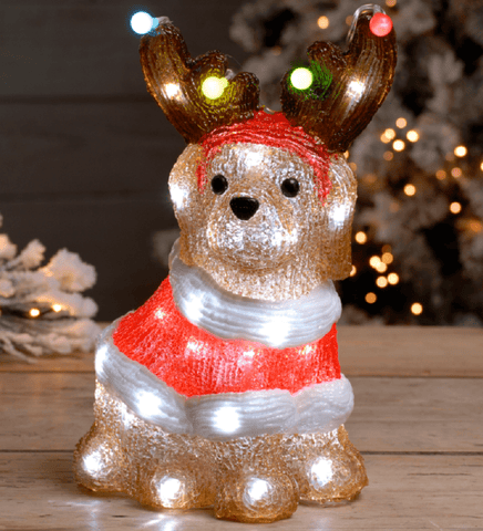 Festive Christmas Lit Decor Festive Christmas LED Dog Decoration 33cm