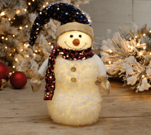 Festive Christmas Lit Decor Festive Christmas Lit Snowman Sequin Hat & Scarf 45cm