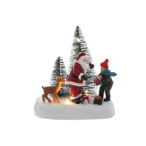 Festive Christmas Lit Decor Right design (Santa & deer) Festive Christmas Lit Village Scene Assorted