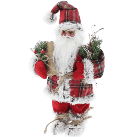 Festive Christmas Decor Festive Christmas Red Tartan Standing Santa Figure