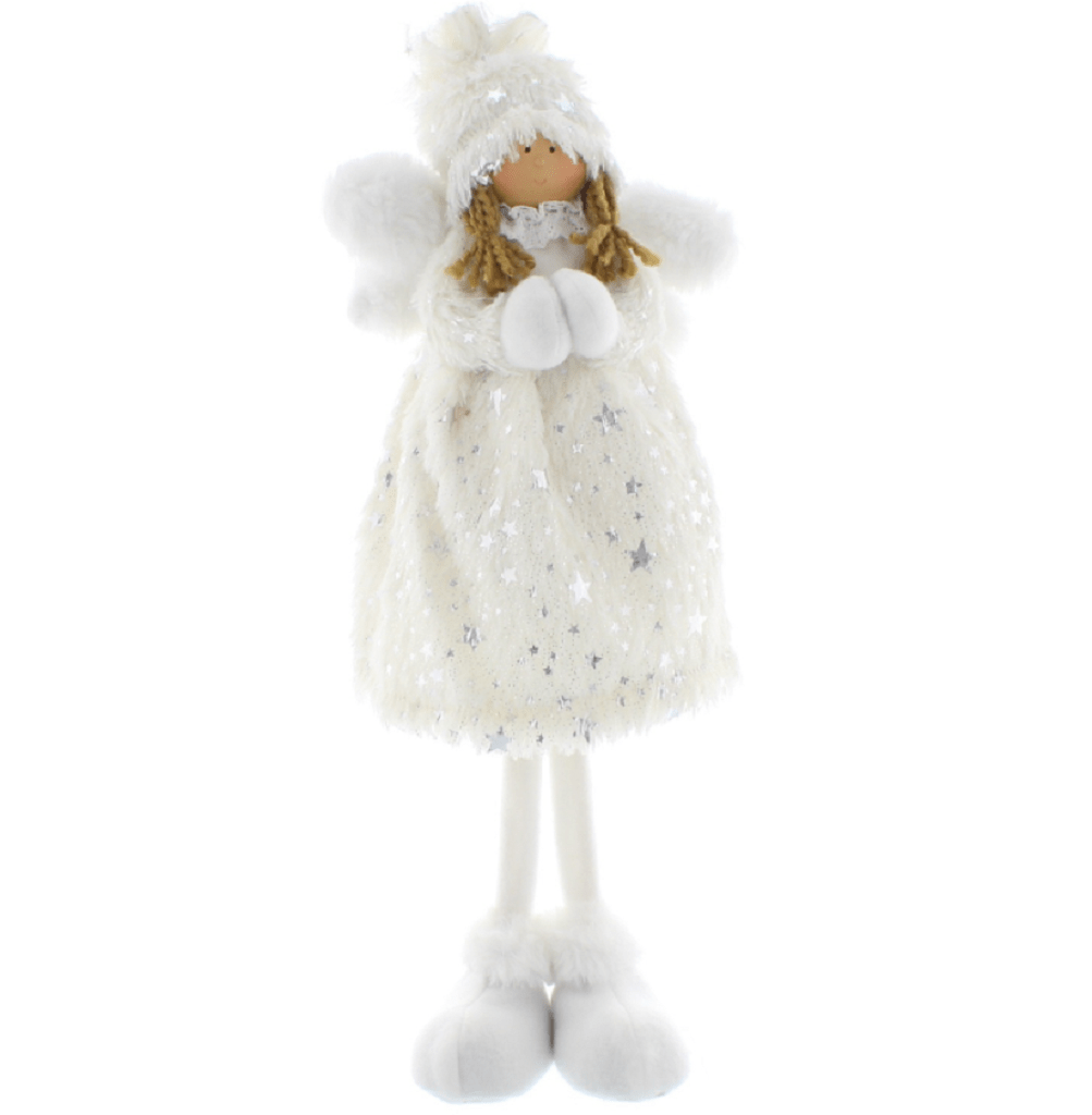 Festive Christmas Decor Festive Christmas Standing Angel Silver Skirt 42cm