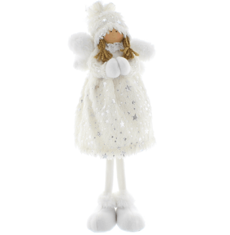 Festive Christmas Decor Festive Christmas Standing Angel Silver Skirt 42cm