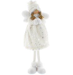 Festive Christmas Decor Festive Christmas Standing Angel Silver Skirt 42cm