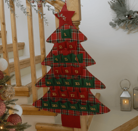 Festive Christmas Decor Festive Christmas Tartan Tree Advent Calendar
