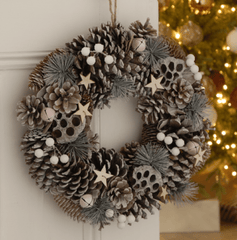 Festive Christmas Wreath Festive Christmas White Pinecones & Berries Wreath