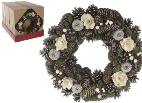 Festive Christmas Wreath Festive Cream and Gold Wreath