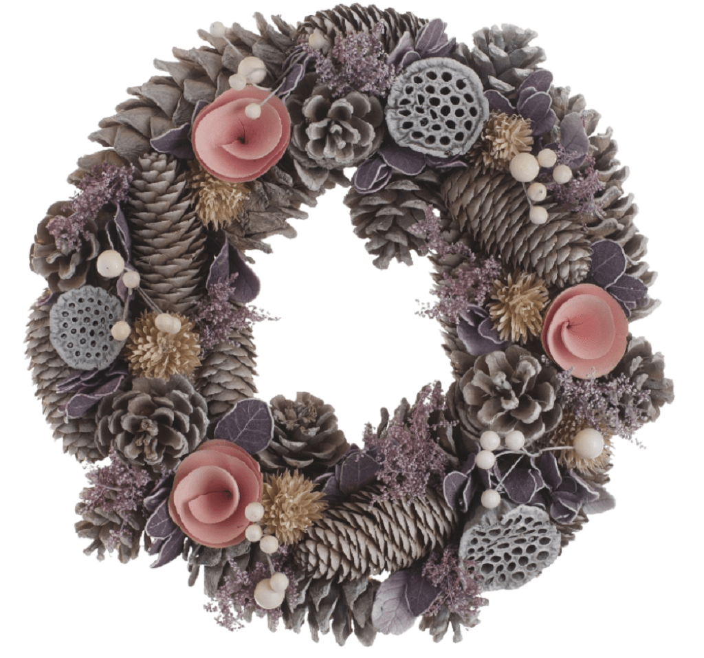 Festive Christmas Wreath Festive Pink Rose Wreath 36cm