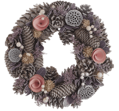 Festive Christmas Wreath Festive Pink Rose Wreath 36cm