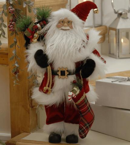 Festive Christmas Decor Festive Standing Santa Traditional Stocking