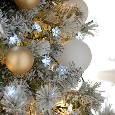Festive Christmas Lights Festive White Snowflake Timer String Lights 100L B/O