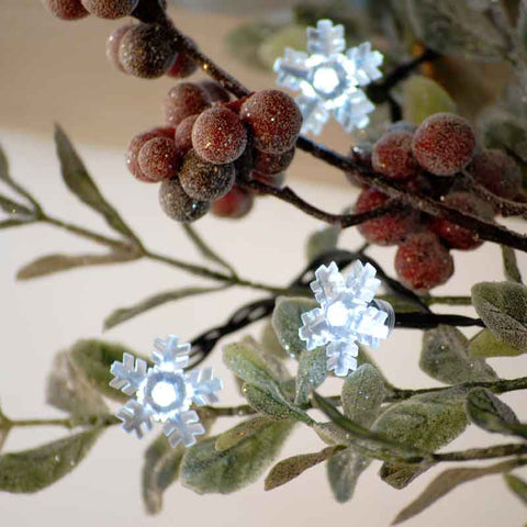 Festive Christmas Lights Festive White Snowflake Timer String Lights 100L B/O