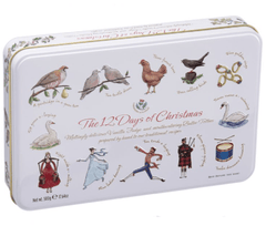 House of Sarunds Christmas Food Tin Gardiners of Scotland Vanilla Fudge & Butter Toffees 12 Days of Christmas Tin