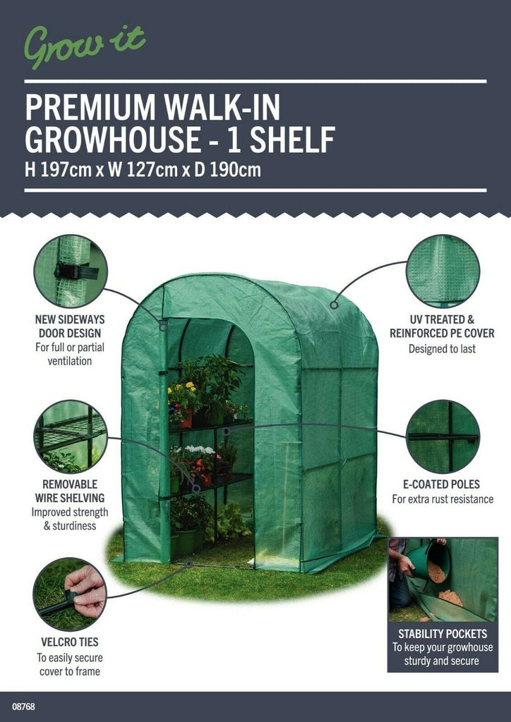 Gardman Grow It Premium WalkIn Growhouse One Shelf 08768 Trowell