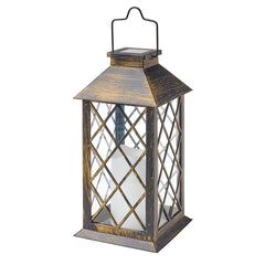 Gardman Lanterns Brushed Gold Gardman Solar Traditional Candle Lantern Small