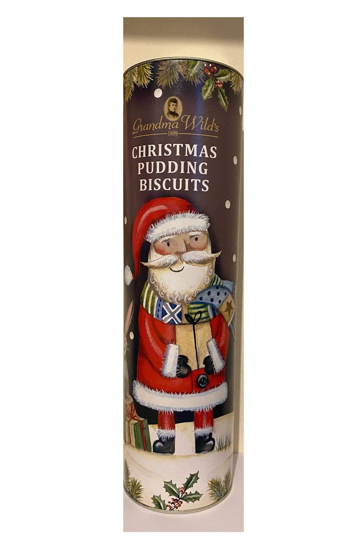 Grandma Wild's Biscuits Gift tins Giant Festive Santa Biscuit Tube Christmas Pudding Biscuits 200g