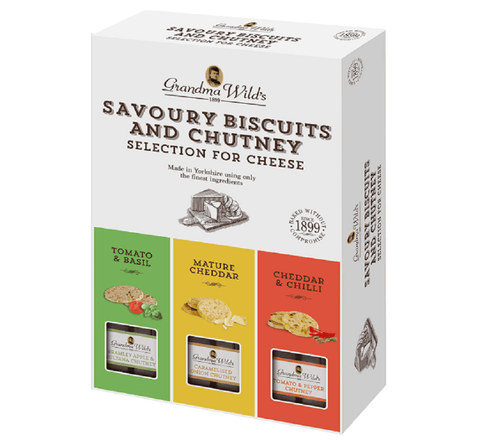 Grandma Wild's Food Gift Set Grandma Wild's Savoury Biscuits and Chutney For Cheese 495g