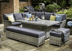 Hartman Garden Furniture Set Hartman Heritage Grand Rectangular Casual Dining Set with Fire Pit