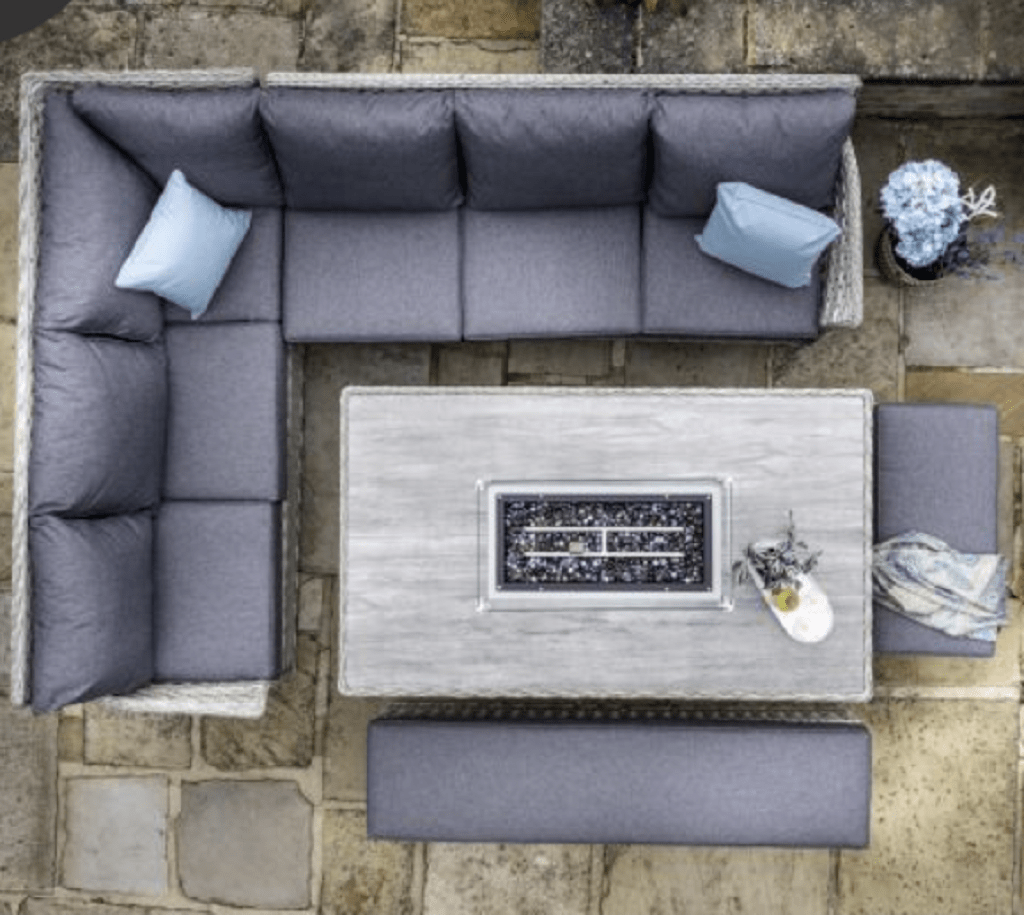 Hartman Heritage Grand Rectangular Casual Dining Set with Fire Pit