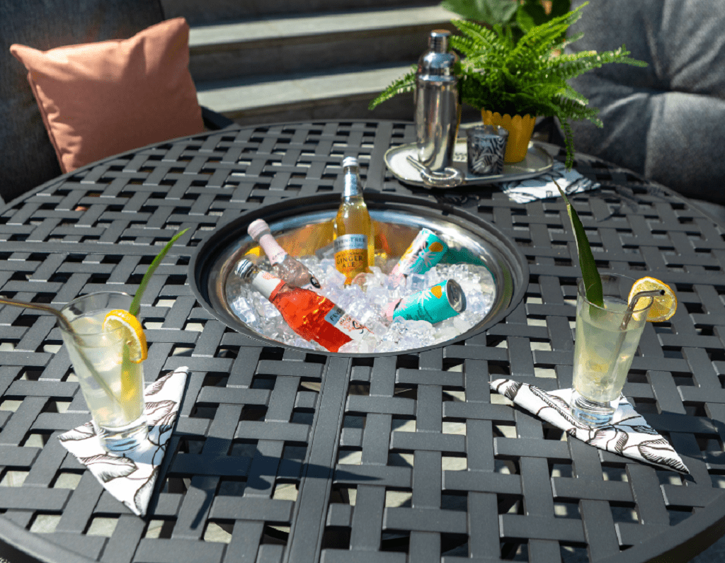 Hartman Rosario 4 Seater Fire Pit Dining Set Grey Trowell Garden Centre