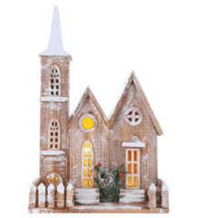 Jingles Christmas Decor Jingles Christmas LED Wooden Church 50cm