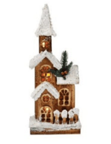 Jingles Christmas Decor Jingles Christmas LED Wooden Church