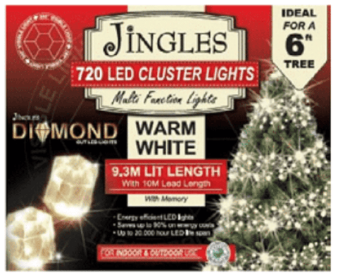 Jingles Christmas Lights Jingles Diamond Cluster Christmas  LED Lights Warm White Indoor-Outdoor