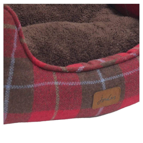 Joules Dog Beds & Mattresses Joules Dogs Box Bed in Red Heritage Tweed