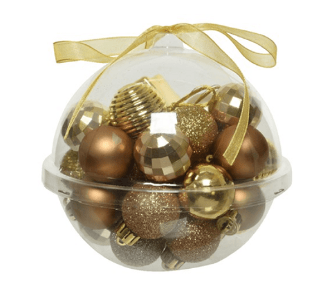 Kaemingk Baubles Kaemingk Bauble Shatterproof Shiny/Matt/Glitter Gold/Copper Mix 30pc