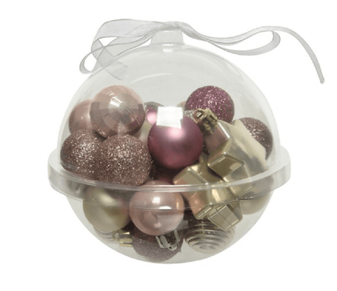 Kaemingk Baubles Kaemingk Bauble Shatterproof Shiny/Matt/Glitter Pink/Champ/Gold Mix 30pc