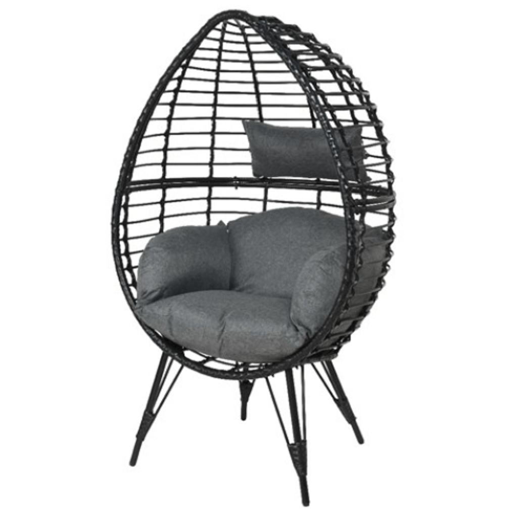 Kaemingk Evora Outdoor Standing Egg Chair Wicker Black Trowell