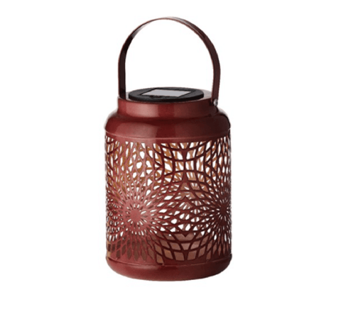 Kaemingk Solar Lighting Kaemingk Solar Iron Laser Cut Lantern in White/Pink/Burgundy