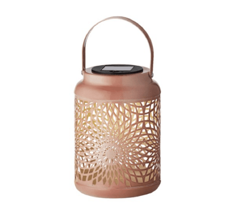 Kaemingk Solar Lighting Kaemingk Solar Iron Laser Cut Lantern in White/Pink/Burgundy