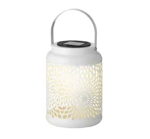 Kaemingk Solar Lighting Kaemingk Solar Iron Laser Cut Lantern in White/Pink/Burgundy