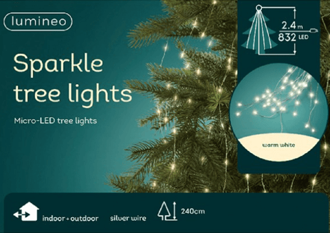 Kaemingk Christmas Lights Kaemingk Micro LED Steady Tree Lights Silver/Warm White 2.4m
