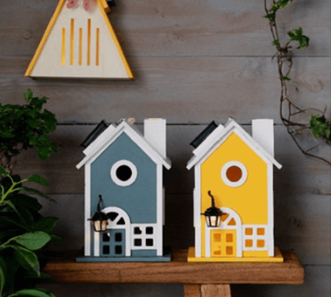 Kaemingk Solar Lighting Kaemingk Solar Birdhouse Flame Effect Green/Yellow