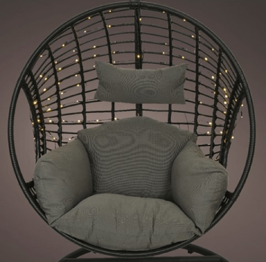 Lumineo Solar Egg Chair Twinkle Lights 8 Function black cable Trowell