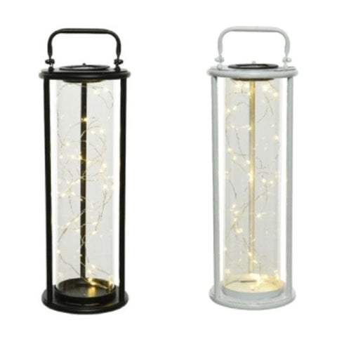 Kaemingk Solar Lighting Kaemingk Solar Micro Light Lantern - 42cm Black/White