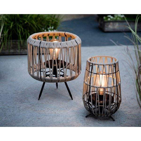 Kaemingk Solar Lighting Kaemingk Taupe Resin Weave Solar Garden Lantern