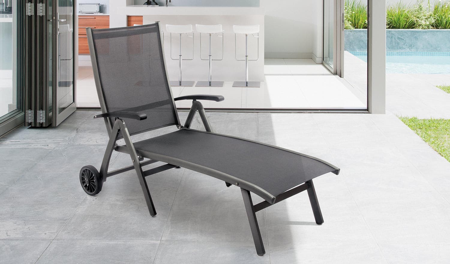 Kettler Sun loungers and Sunbeds Kettler Surf Active Folding Sunlounger Iron Grey