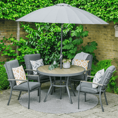 Leisuregrow 4 Seater Set Leisuregrow Monza 4 Seater Dining Set with Parasol