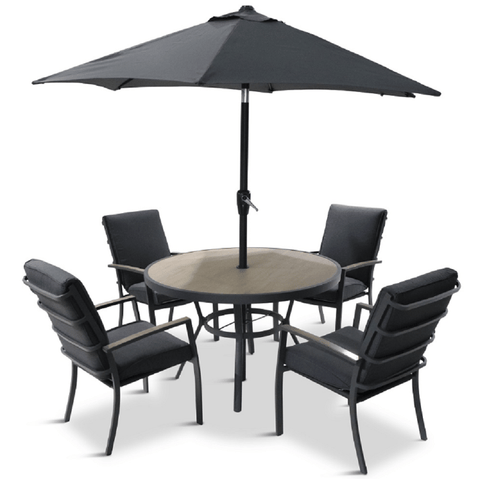 Leisuregrow 4 Seater Set Leisuregrow Monza 4 Seater Dining Set with Parasol