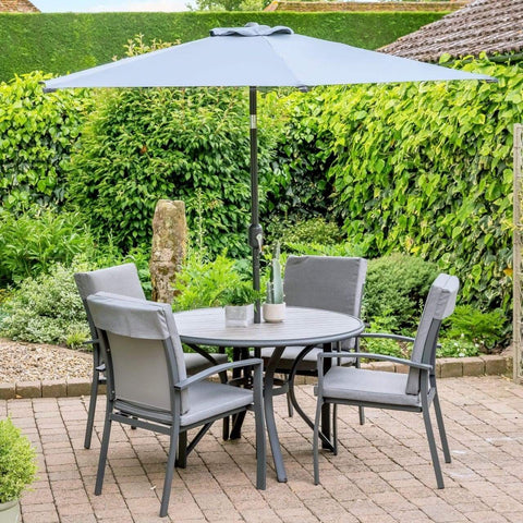 Leisuregrow Garden Furniture Set Leisuregrow Turin 4 Seater Set With Parasol In Graphite Grey