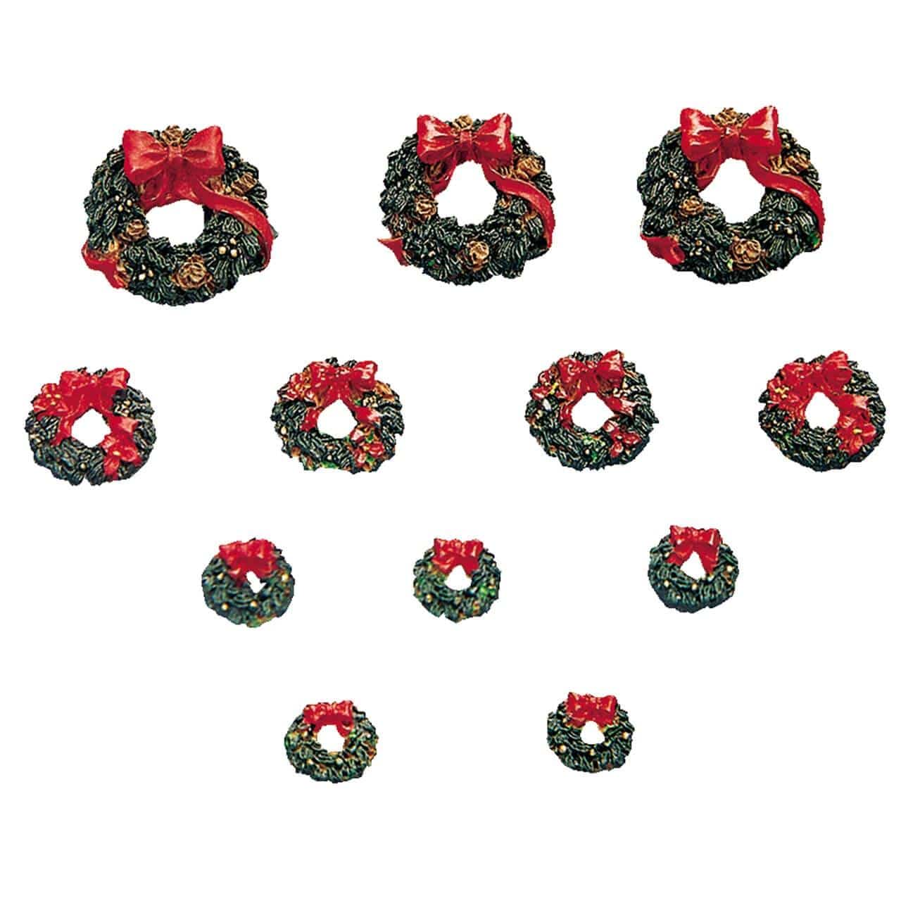 Lemax Accessory Lemax Accessory Wreaths With Red Bow, Set of 12
