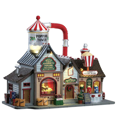 Lemax Sights and Sounds Lemax Bell`s Gourmet Popcorn Factory, Christmas Village Building, With 4.5V Adaptor(UK)