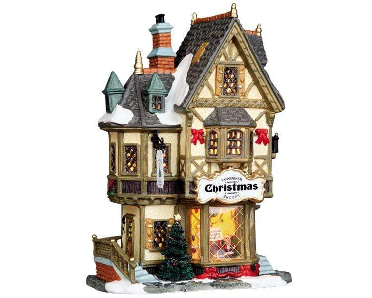 Lemax Lighted Buildings Lemax Christmas Village Building, Porcelain Lighted House, Tannenbaum Christmas Shoppe, B/O(4.5V) LED