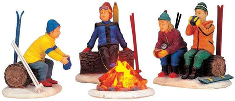 Lemax Accessory Lemax Christmas Village Skiers` Camp Fire, Set of 4