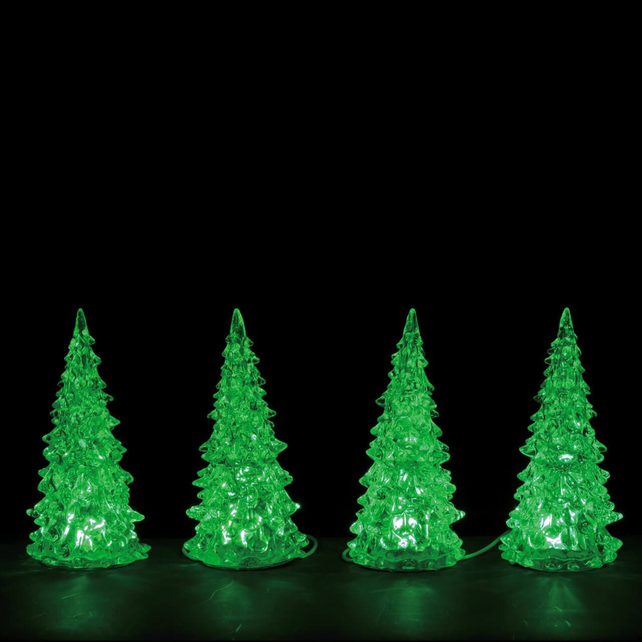 Lemax Accessory Lemax Crystal Lighted Tree, 3 Colour Changeable, Small, Set of 4, Accessory B/O(4.5V)